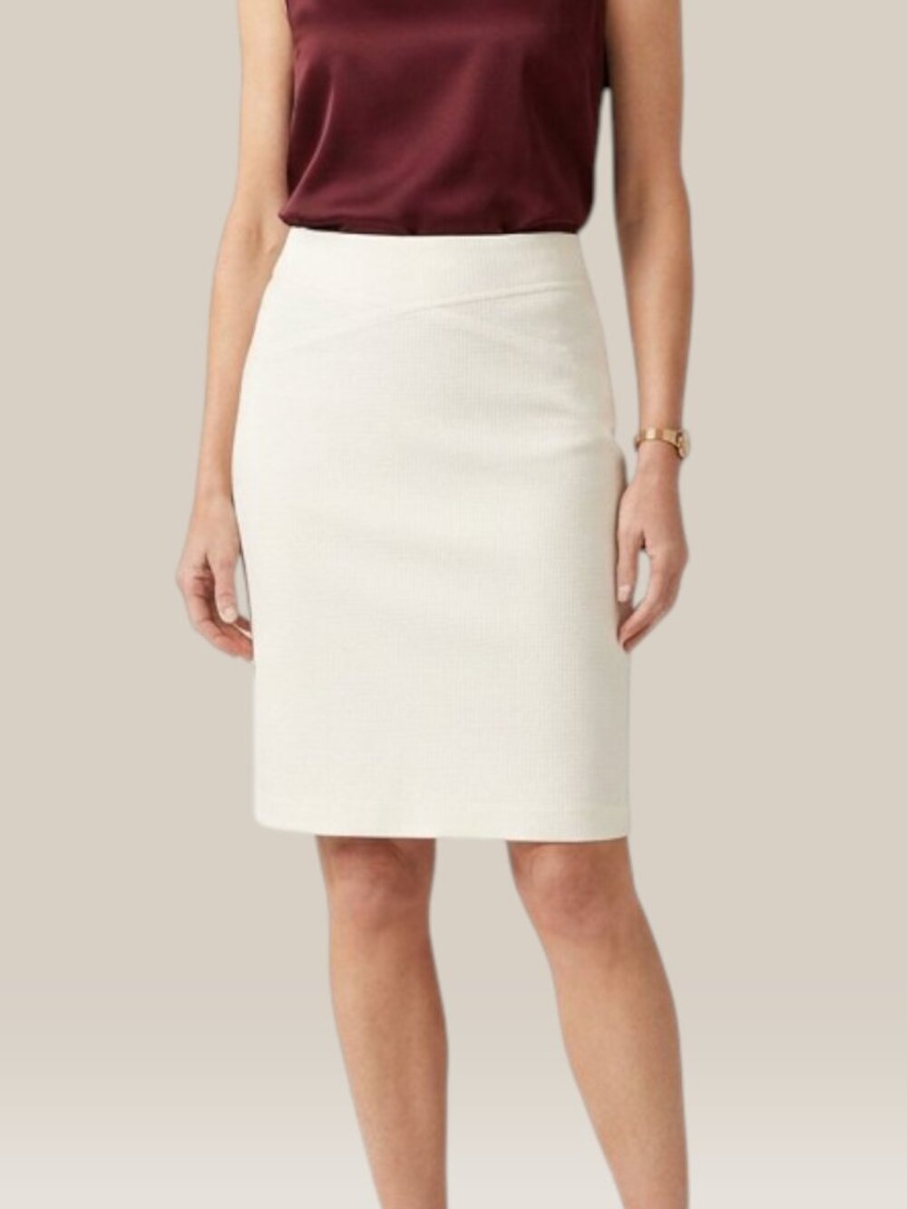 Boss Hugo Boss Rylas NWT Off White Textured Pencil Skirt 6 Cupro Lined